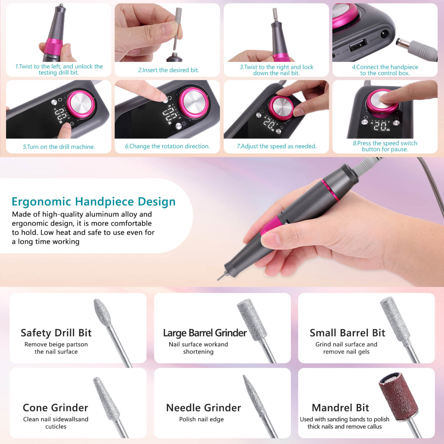 Portable Nail Drill 45000 RPM（M201）